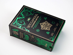 Imballaggio in carta rigida scorrevole con vassoio e timbro in foglio verde per carte magiche