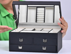 Scatola per gioielli di lusso a più livelli con disegno e dimensioni personalizzati