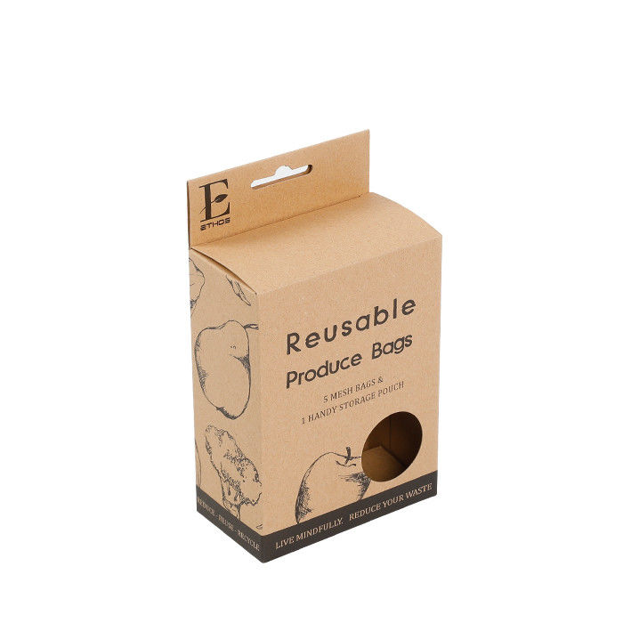 Scatola d'imballaggio di Brown Hang Tag Kraft Eco Friendly con la finestra rotonda