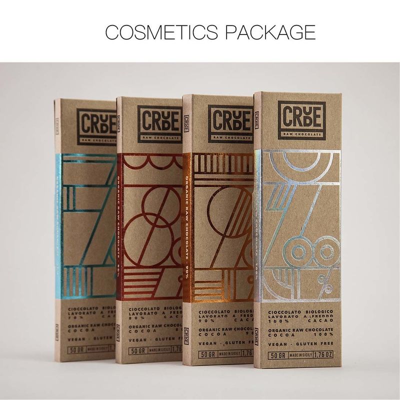 Contenitore pieghevole di cartone di carta kraft di Brown con stagnola di lusso che timbra colore