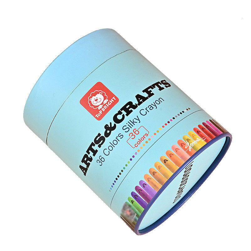 Scatola di stoccaggio rotonda blu su ordinazione del cartone con il coperchio per un pastello di 48 pacchetti