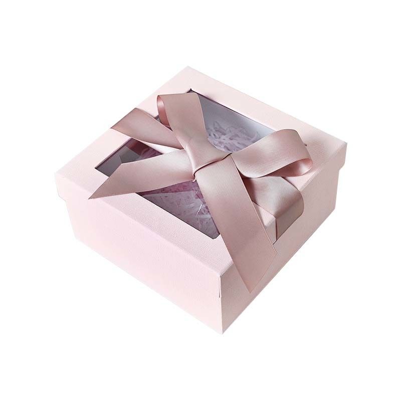 Contenitore di regalo rosa su misura di Recentage del quadrato con il nastro