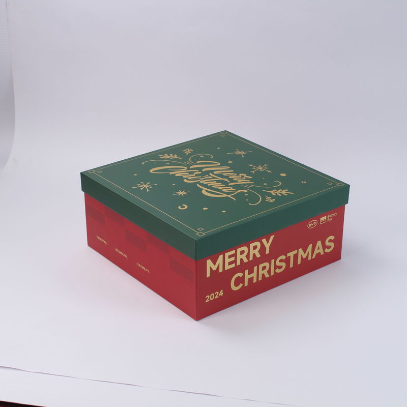 Scatola regalo di Natale di cartone rosso con coperchio e base per ingrosso e vendita al dettaglio