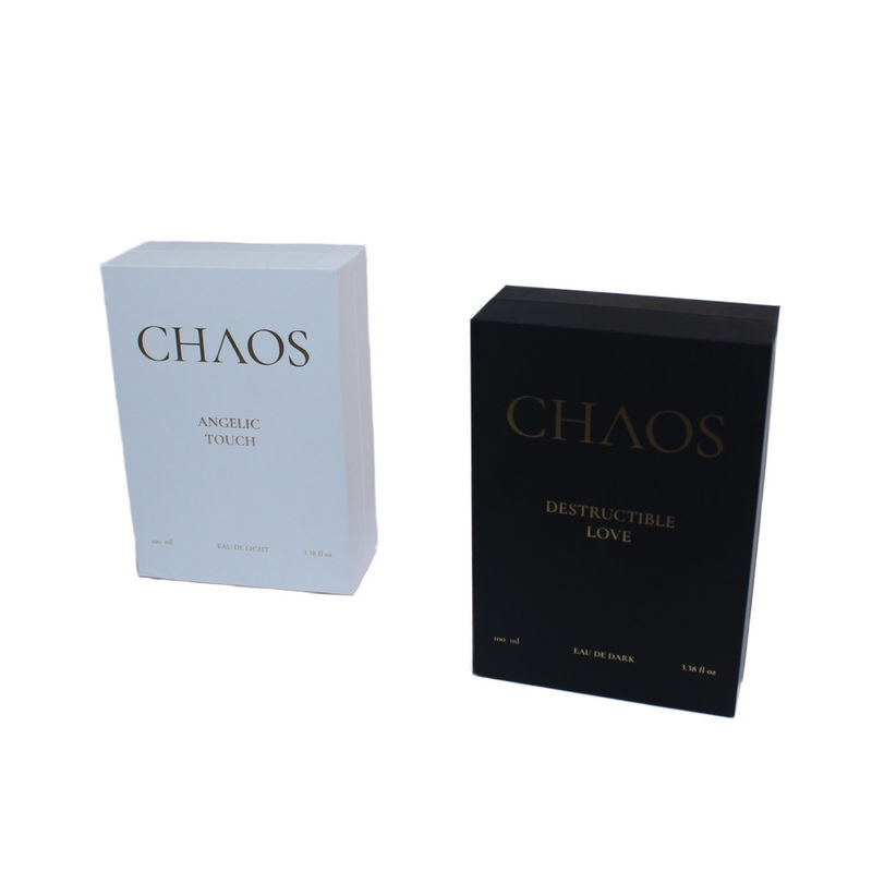 Disegno di imballaggi per scatole di profumi in bianco e nero con chiusura magnetica per le piccole imprese