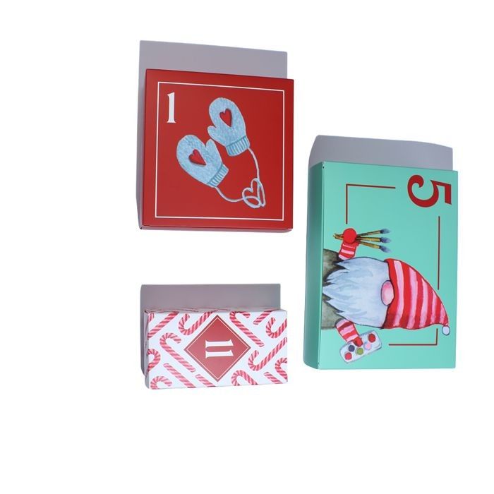 Piccole scatole di imballaggio scatole misteriose personalizzate per le cure della pelle e scatole per il calendario di Natale