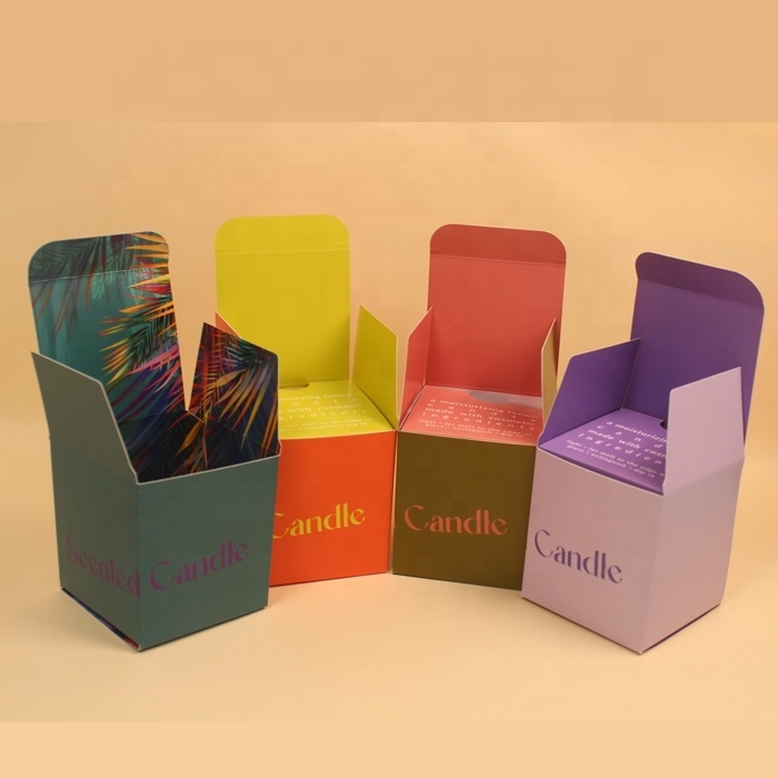 Scatole di confezionamento di candele di lusso, in grosso, scatole regalo di candele con carta riciclata e stampa del logo.