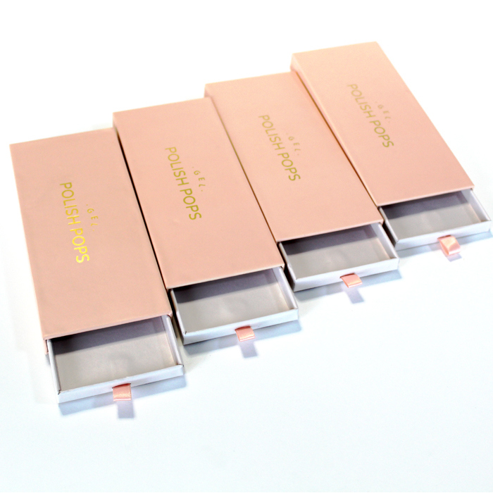 Scatola per unghie finte di lusso con laminazione lucida, rivestimento UV e verniciatura per manicure di bellezza