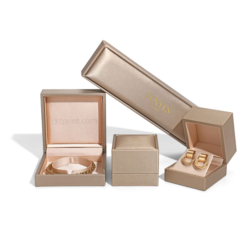Champagne Gold Luxury Jewelry Box con logo personalizzato e materiali riciclati per un'elegante confezione regalo
