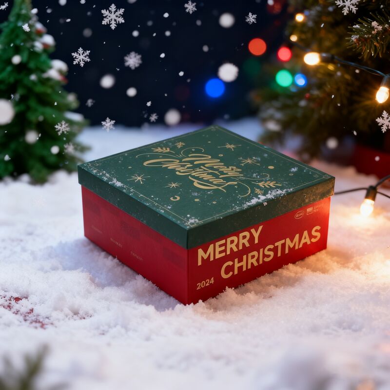 Scatola regalo in cartone personalizzabile rossa natalizia con coperchio e base per ingrosso e dettaglio