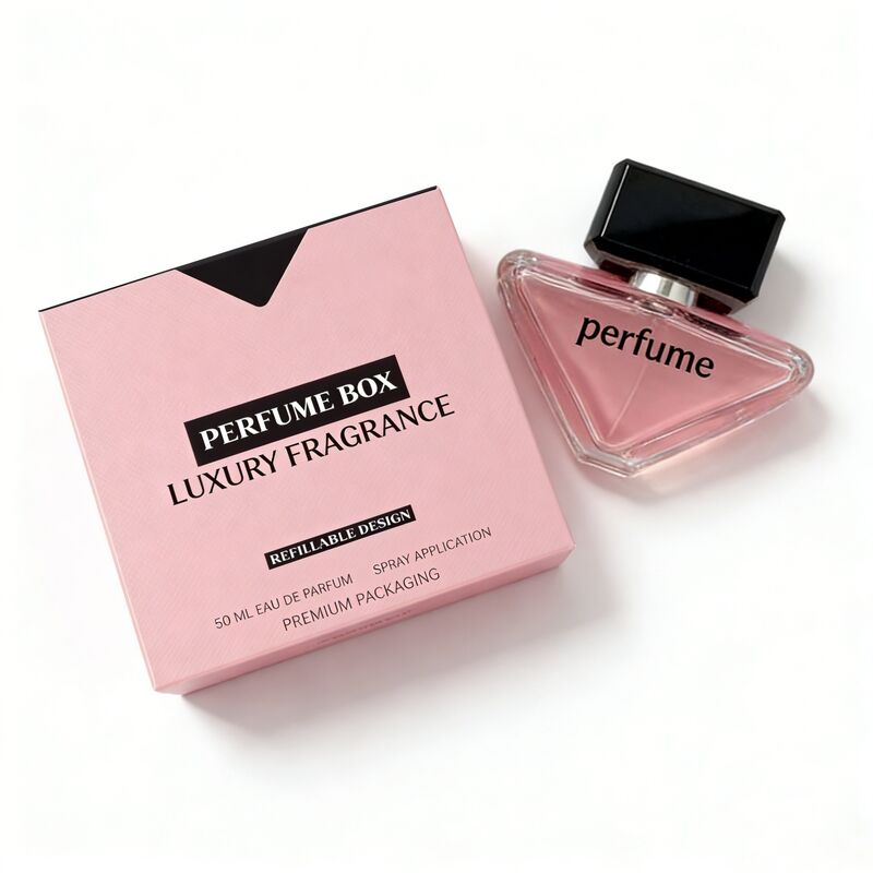 Scatola di imballaggio per profumi a V-Cut con cartone rigido da 350,400 gm e stampa a quattro colori, stampaggio a caldo, UV