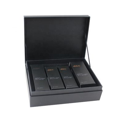 Scatole regalo cosmetiche con coperchio magnetico nero per set di prodotti per la cura della pelle di lusso imballaggio