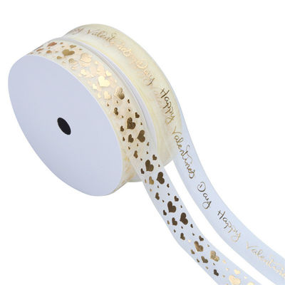 L'oro su ordinazione di Natale del poliestere che avvolge il nastro Riased ha impresso Rolls stampato
