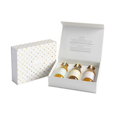 Scatola regalo bianca stampa a colori personalizzata rigida per olio essenziale 3 confezioni imballaggio