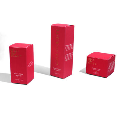 Scatole personalizzate per la cura della pelle con texture rosse solide Scatola di carta per la crema per il viso scatola di confezione cosmetica